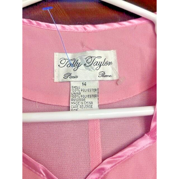 VINTAGE Tally Taylor Womens Sz 14 Suit Top Blazer Formal PINK RHINESTONE BUTTONS - Picture 4 of 14
